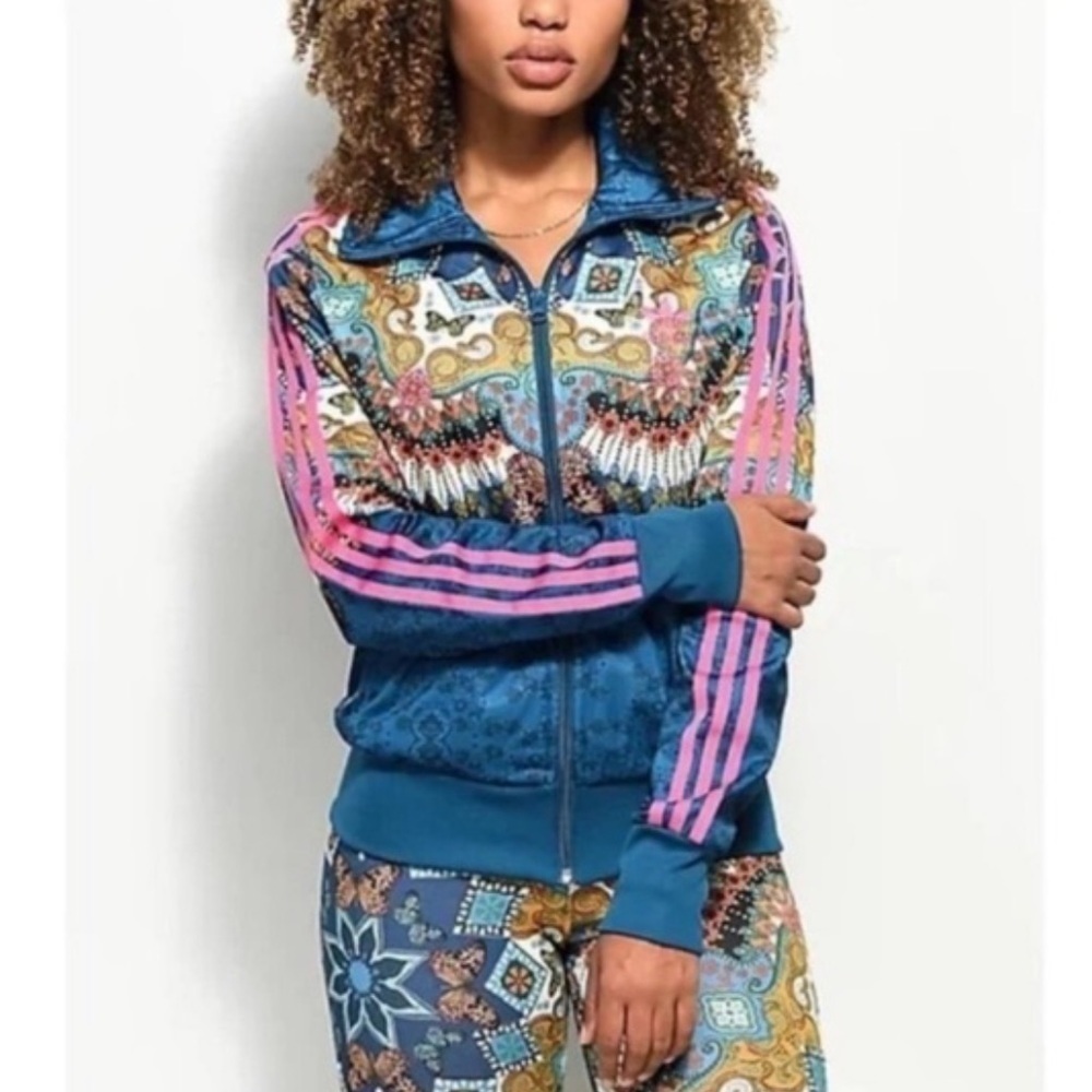 Adidas X Farm Rio Borbomix blue butterfly firebird jacket women’s XS